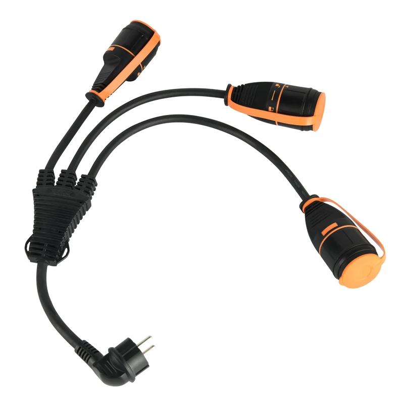 Electraline 01746 Splitter 3 Sockets Schuko with Electralock Equipped with Locking Mechanism preventing Accidental Disconnections, IP44, Cable H07RN-F Input 3G2.5 - Output 3G1.5 mm, Schuko Socket 16A - Image 1