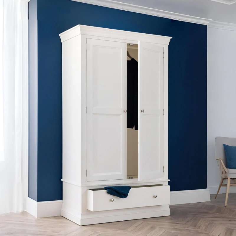 Julian Bowen Clermont 2 Door 1 Drawer Wardrobe, White