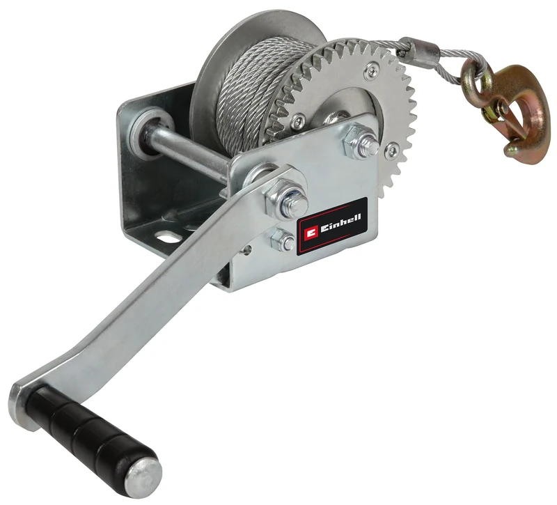 Einhell TC-WI 500 Manual Cable Winch (Maximum Load 500 kg, 10 m Wire Cable, Lock, Non-Slip Grip Including Safety Hook and Safety Tab)