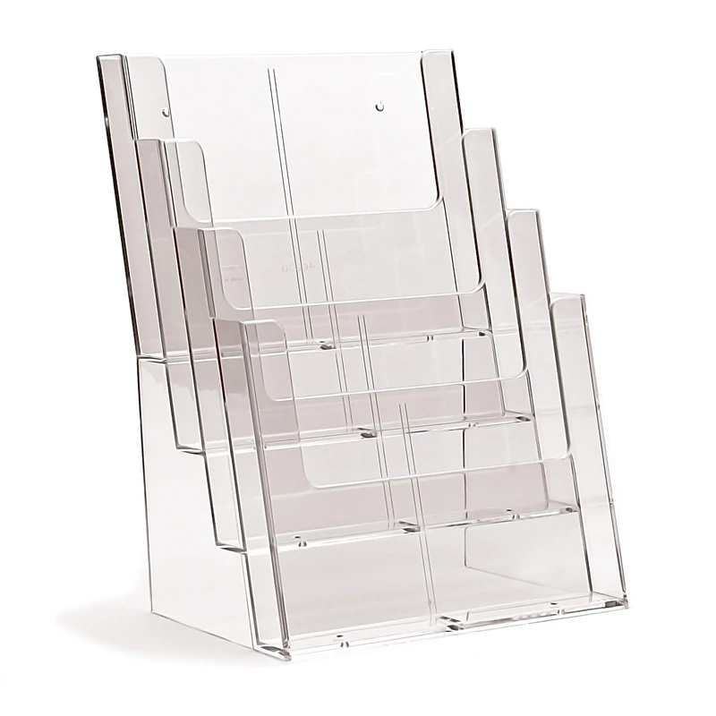 taymar Brochure Stands, Brochure Holder with 4 Levels in DIN A4 Portrait Format, Display Stand, Pack of 8