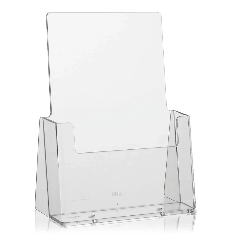 taymar DIN A5 Table Brochure Holder C160, Leaflet Stand, Transparent Flyer Stand, Pack of 10