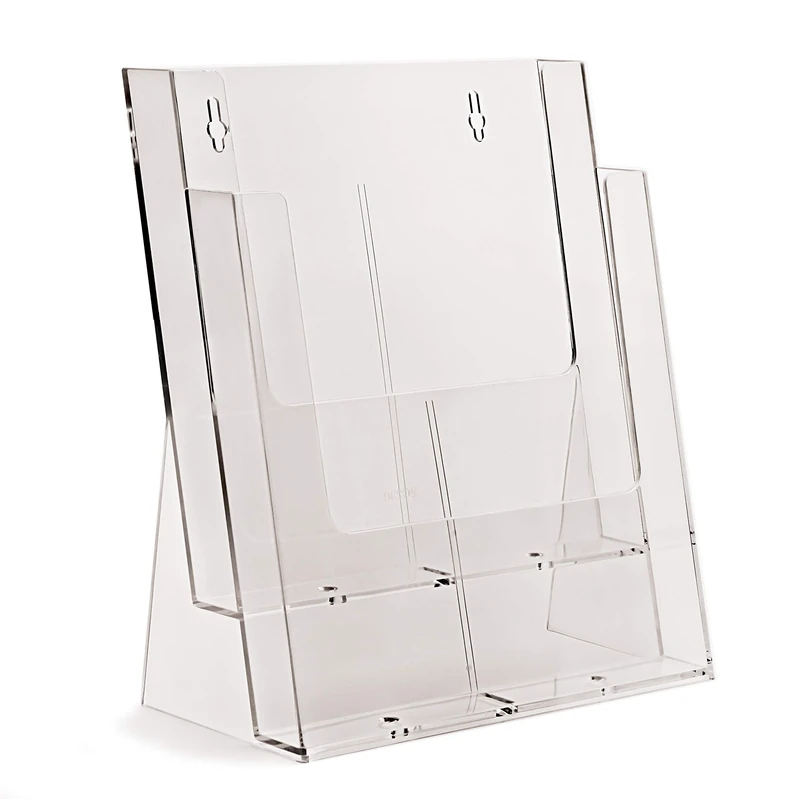 taymar 2C230X Table Brochure Stand, DIN A4, 2 Levels, Transparent, Without Divider - Image 1