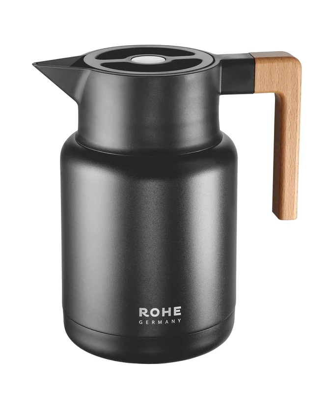 Rohe Germany 221061-sc Isidor Insulated jug, Stainless Steel, 1.4 liters, Black