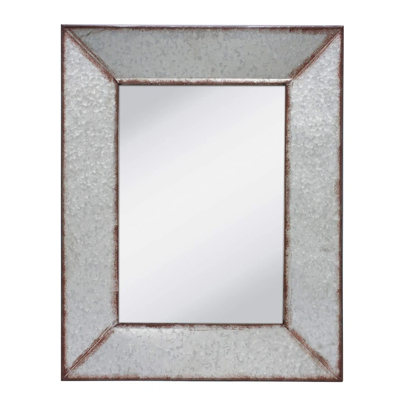 Stonebriar Rustic 28" x 22" Rectangle Galvanized Metal Frame Hanging Wall Mirror