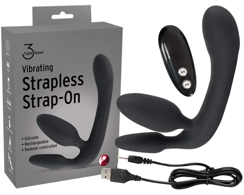 Strapless Strap-On Double Vibrator-05941560000 Black 3