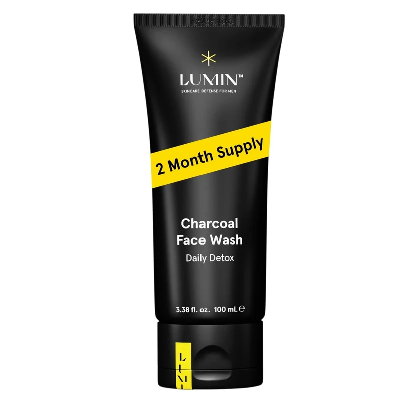 Lumin Charcoal Face Wash Daily Detox, Purifying Cleanser for Men with Charcoal, Rose Oil & Centella, 100ml
