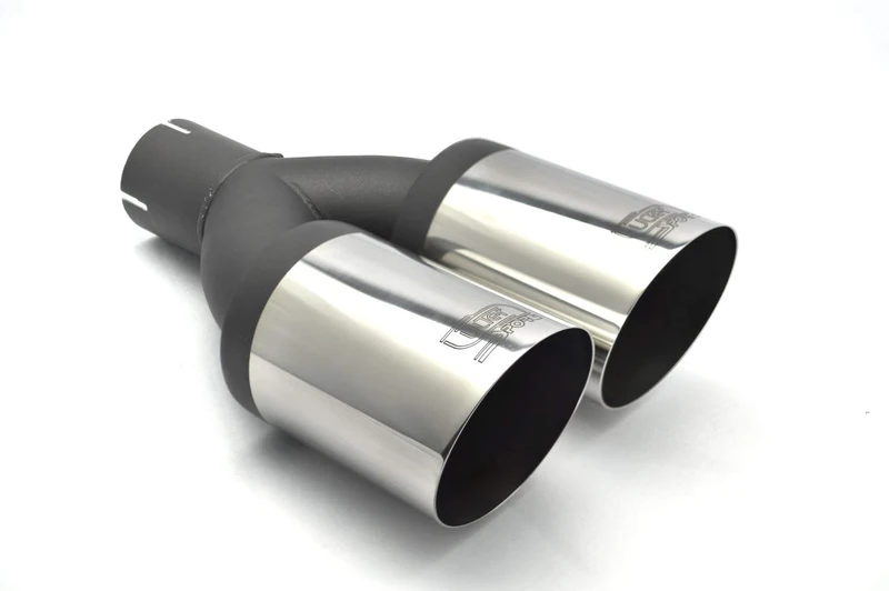 Ulter Sport Exhaust finisher - Double Round Ø90mm Slanted - Length 290mm - Installation ->50mm - Inox