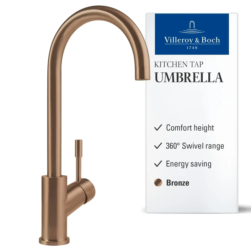 Villeroy & Boch 925300 Umbrella Kitchen Sink tap, Bronze, Auslauf Höhe 275mm