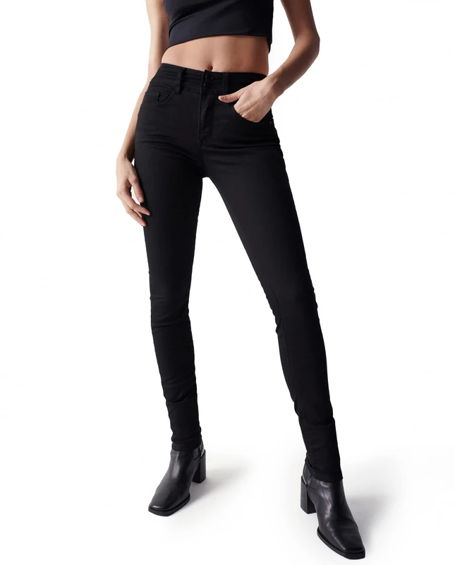Salsa Push in Secret Skinny True Black Jeans