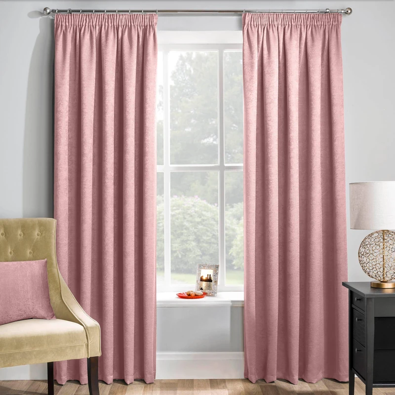 Enhanced Living Matrix Pink Thermal Blockout Tape Top Curtains - 90 x 90 inch (229 x 229cm) - Energy Saving Curtains for Living Room/Bedroom