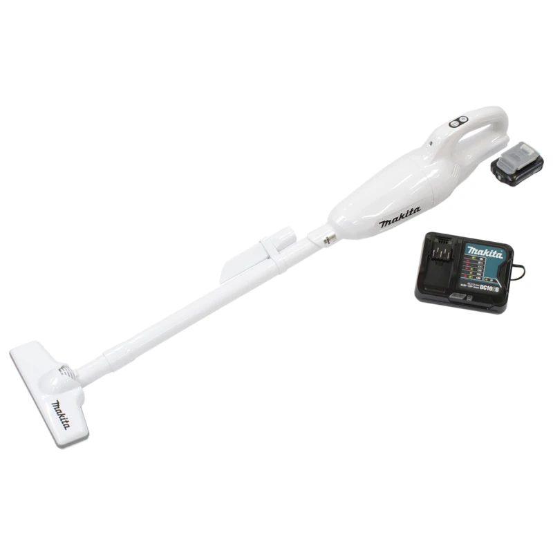 Makita CL108FDSAW Battery Vacuum Cleaner (Container 0.6 L, 3 Suction Levels, Maximum 30 W Suction Power, Bagless, with LED Lighting, with Battery) White