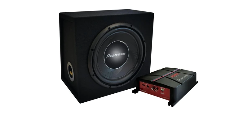 PIONEER GXT-3730B-SET - Subwoofer and amplifier package - 30 cm subwoofer in sealed enclosure, 2-channel bridgeable amplifier and connecting cables - Image 1