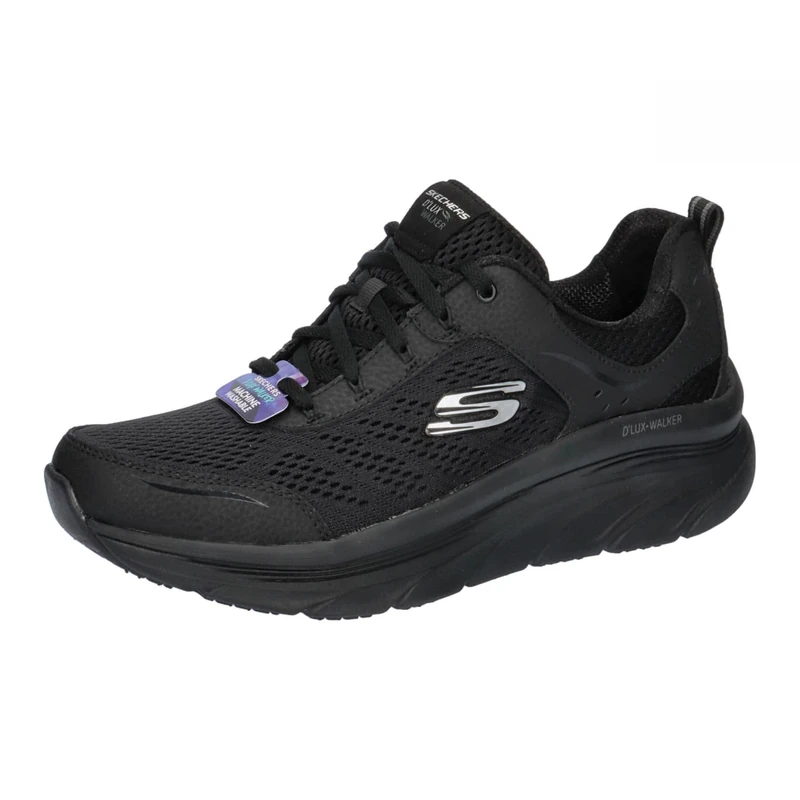 Skechers Women's D'lux Walker Infinite Motion Trainers,Black Leather Mesh Trim,6.5 UK
