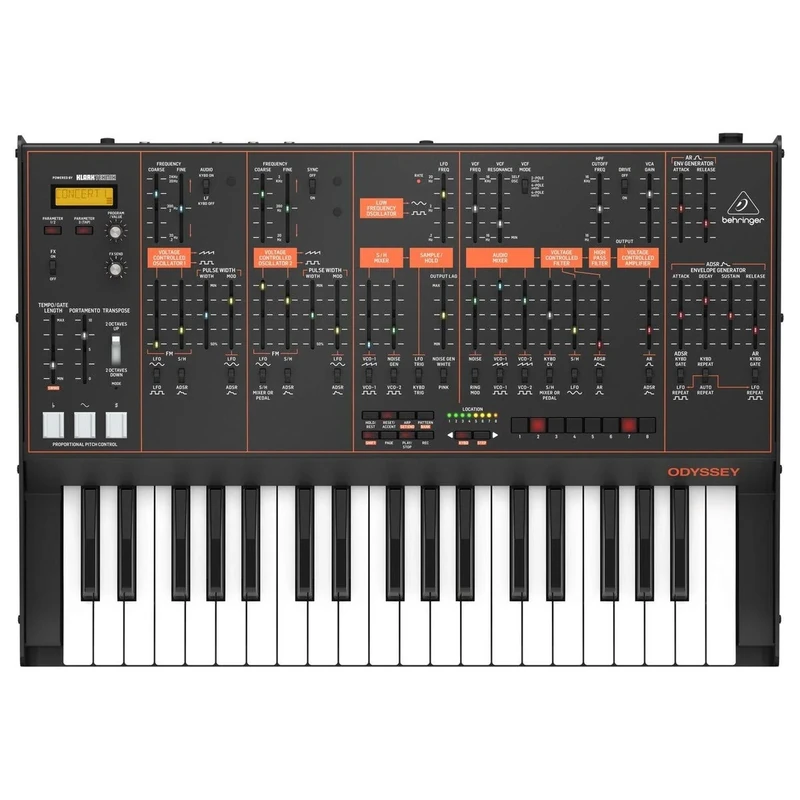 Behringer ODYSSEY Analog Synthesizer with 37 Full-Size Keys, Dual VCOs, 3-Way Multi-Mode VCFs, 32-Step Sequencer, Arpeggiator and Klark Teknik FX
