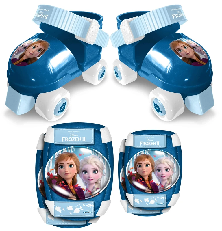 Stamp - RN244035 - Set of Roller Skates + Knee Pads - Disney Anna Elsa - Blue and White