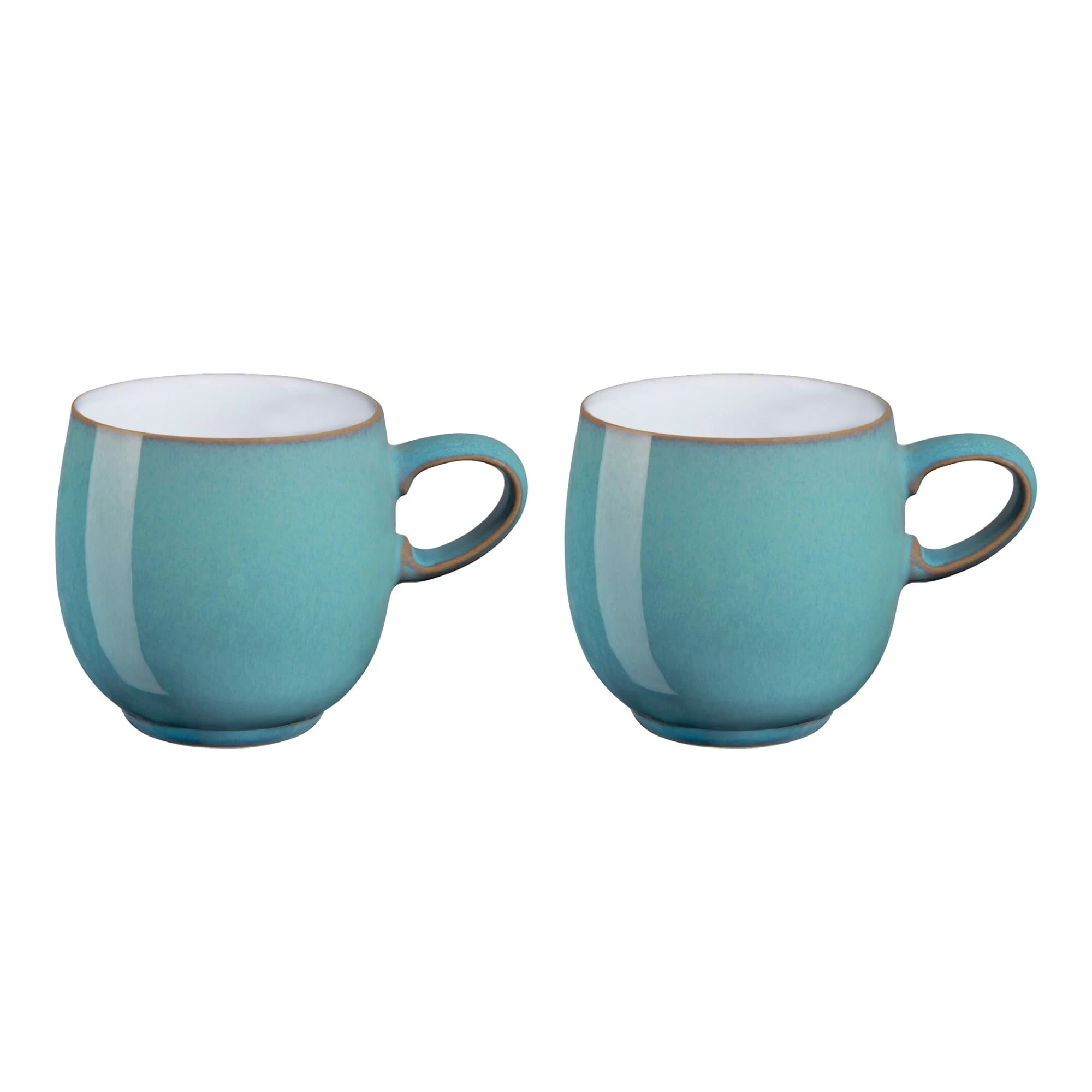 Denby - Azure Blue Coffee Mug Set of 2-310ml Stoneware Ceramic Curved Tea Mug Set for Home & Office - Dishwasher Safe, Microwave Safe - Blue, White - Chip Resistant