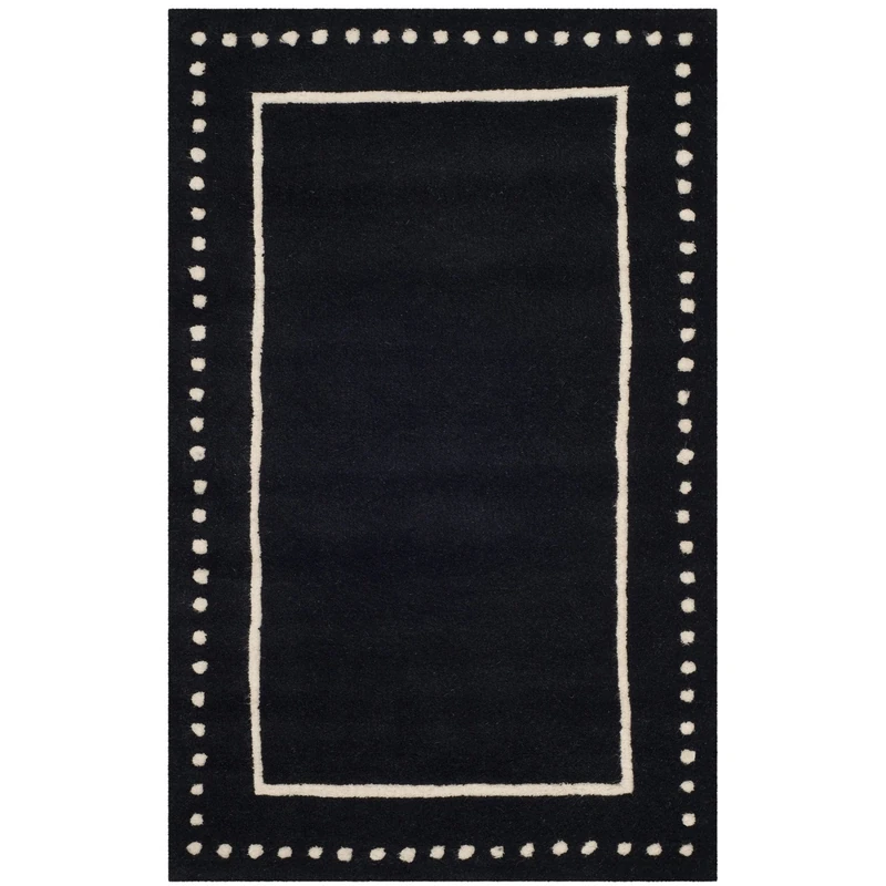 SAFAVIEH Traditional Rug for Living Room, Dining Room, Bedroom - Bella Collection, Short Pile, in Black and Ivory, 61 X 91 cm