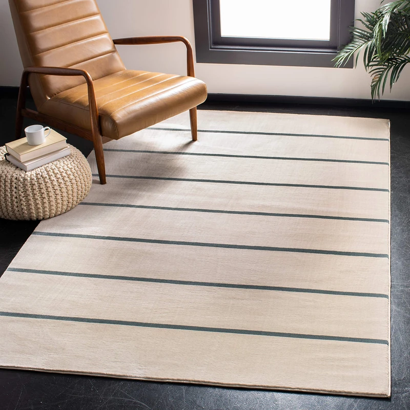 Safavieh Art Deco Indoor Woven Rectangle Area Rug, Orwell Collection, ORW391, in Ivory / Navy, 160 X 231 cm for Living Room, Bedroom or Any Indoor Space - Image 1
