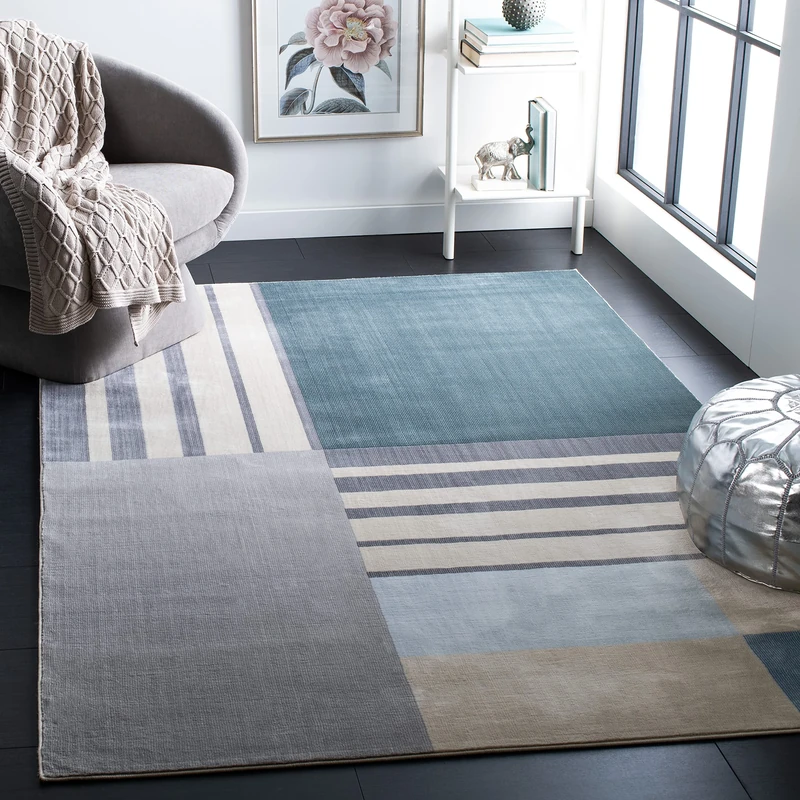 Safavieh Art Deco Indoor Woven Rectangle Area Rug, Orwell Collection, ORW397, in Charcoal / Beige, 122 X 183 cm for Living Room, Bedroom or Any Indoor Space
