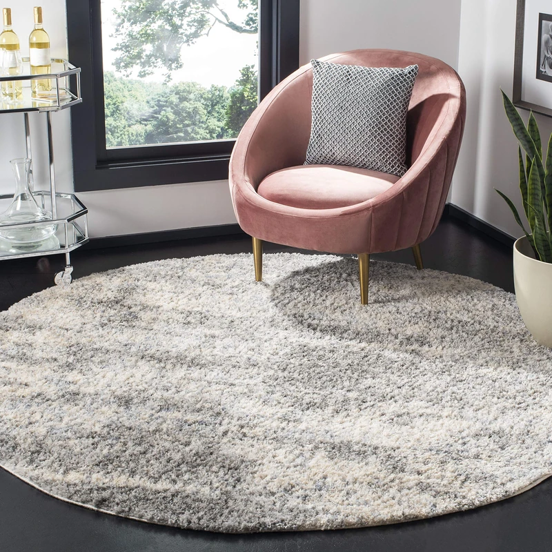 Safavieh Shag Rug for Living Room, Dining Room, Bedroom - Berber Shag Collection, Short Pile, in Grey and Cream, 160 X 160 cm