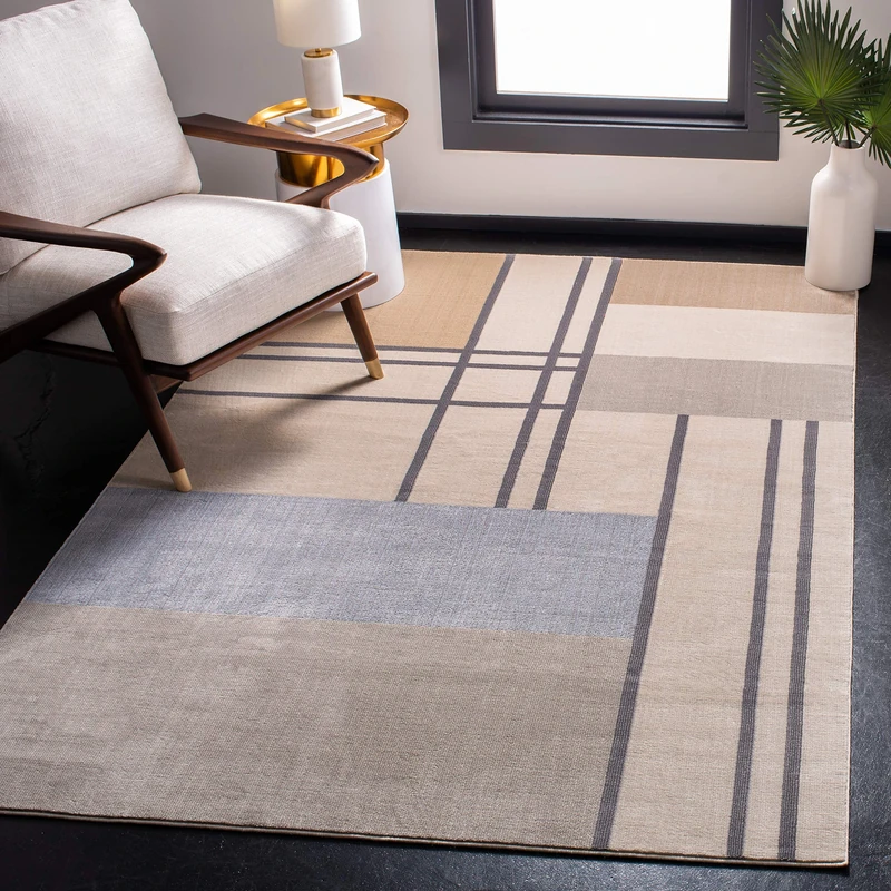 Safavieh Art Deco Indoor Woven Rectangle Area Rug, Orwell Collection, ORW302, in Ivory / Taupe, 122 X 183 cm for Living Room, Bedroom or Any Indoor Space