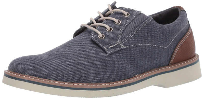 Nunn Bush Men's Barklay Canvas Plain Toe Oxford Lace Up, Dark Blue, 13