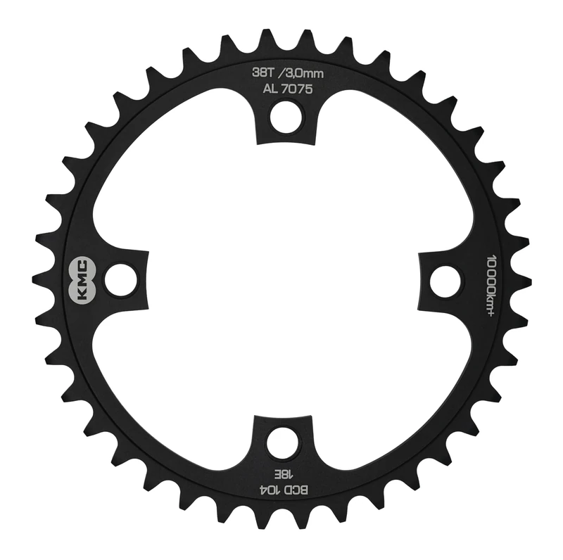 KMC 104pcd 4 Arm Wide E-Bike Chainring, Black, 38t