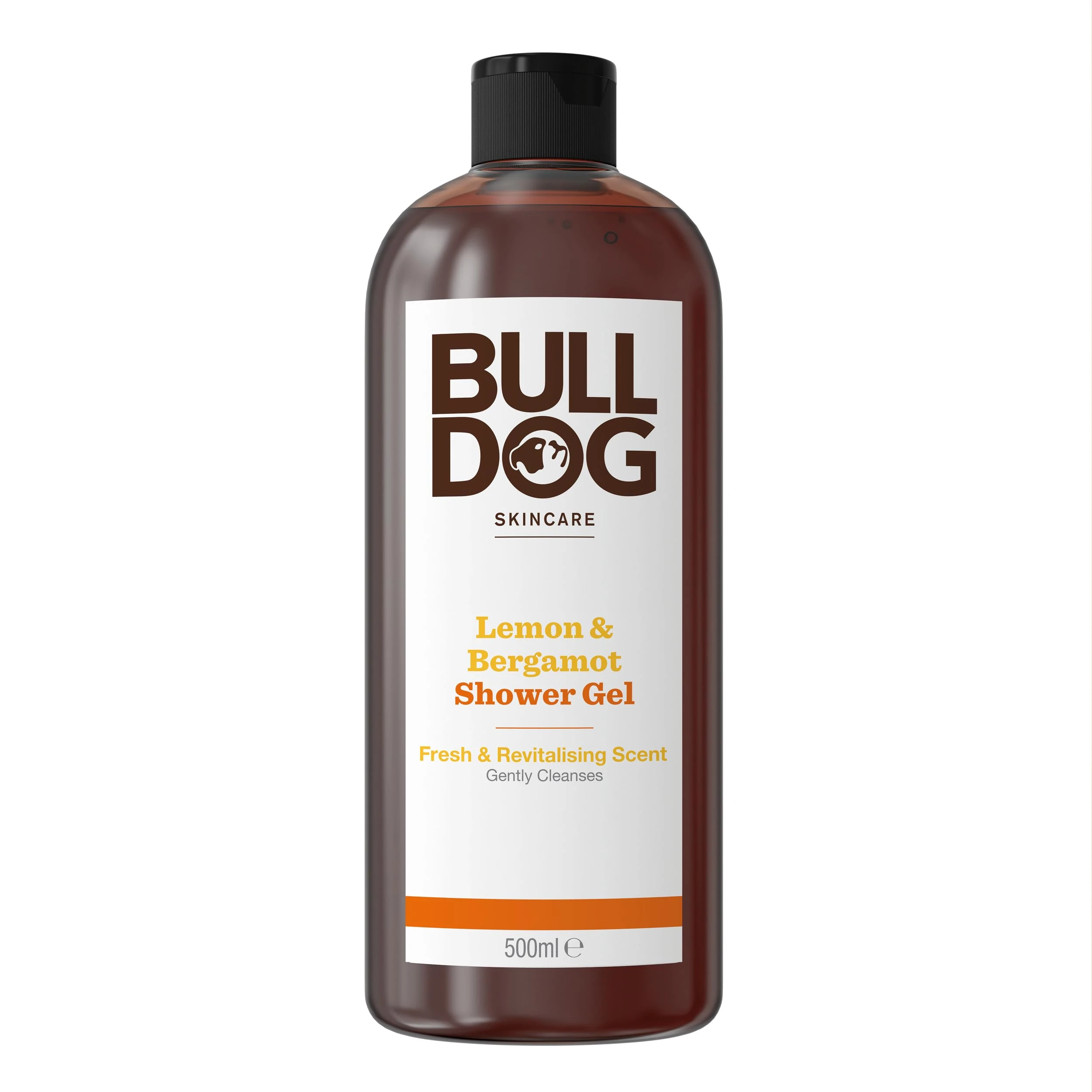 Bulldog Skincare Lemon & Bergamot Shower Gel for Men, Natural, Refreshing Men's Shower Gel, 500 ml