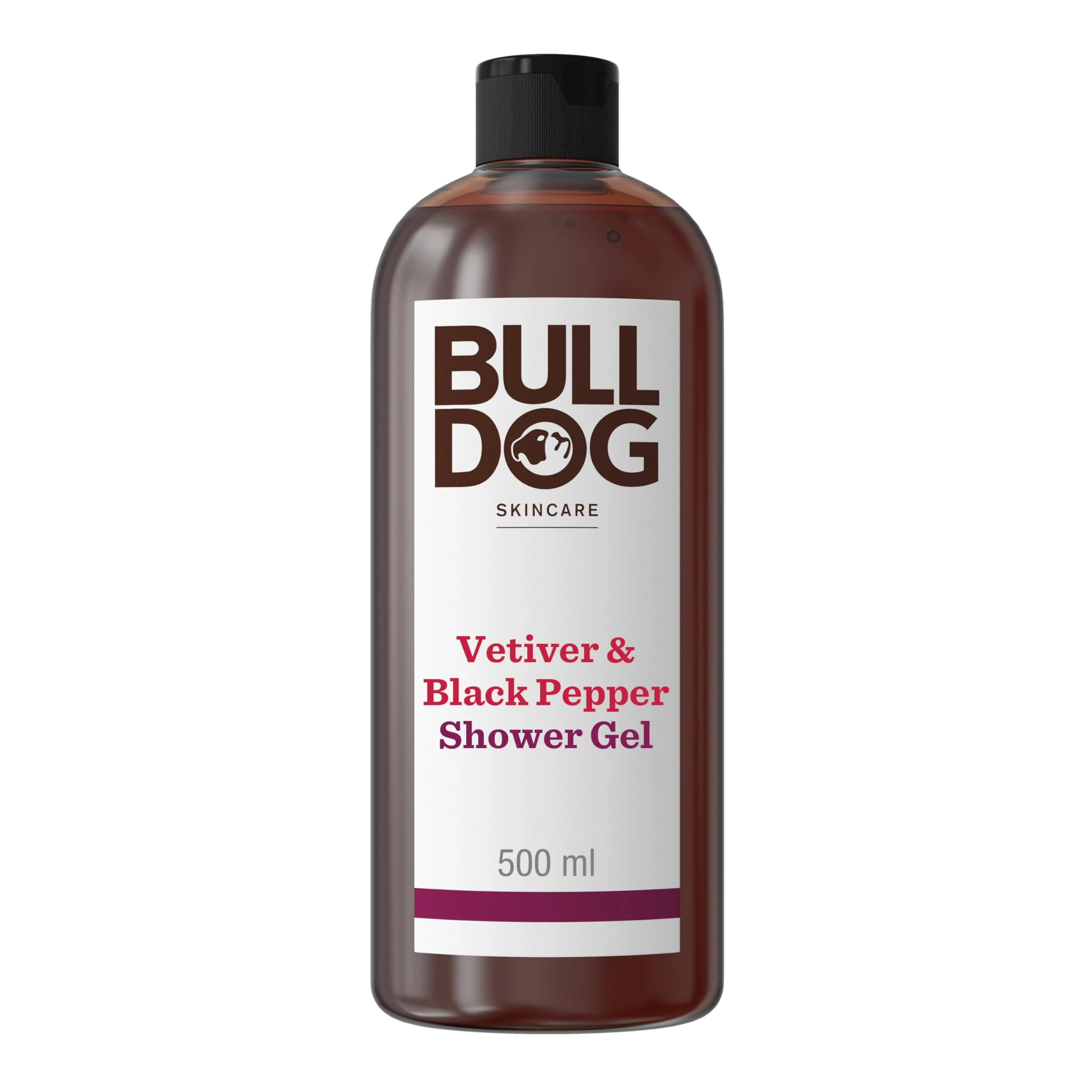 Bulldog Skincare Vetiver & Black Pepper Shower Gel for Men, Natural, Refreshing Men's Shower Gel, 500 ml