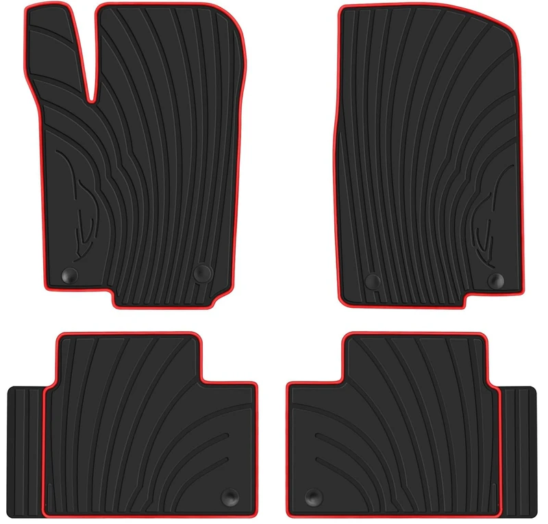 San Auto Car Floor Mats Fit for 2016-19 Mercedes-Benz GLE 350, 2017-19 Mercedes-Benz GLS 450, 2013-16 Mercedes-Benz GL350/GL450 Rubber Front & Rear Auto Floor Liners All Weather Heavy Duty Black Red