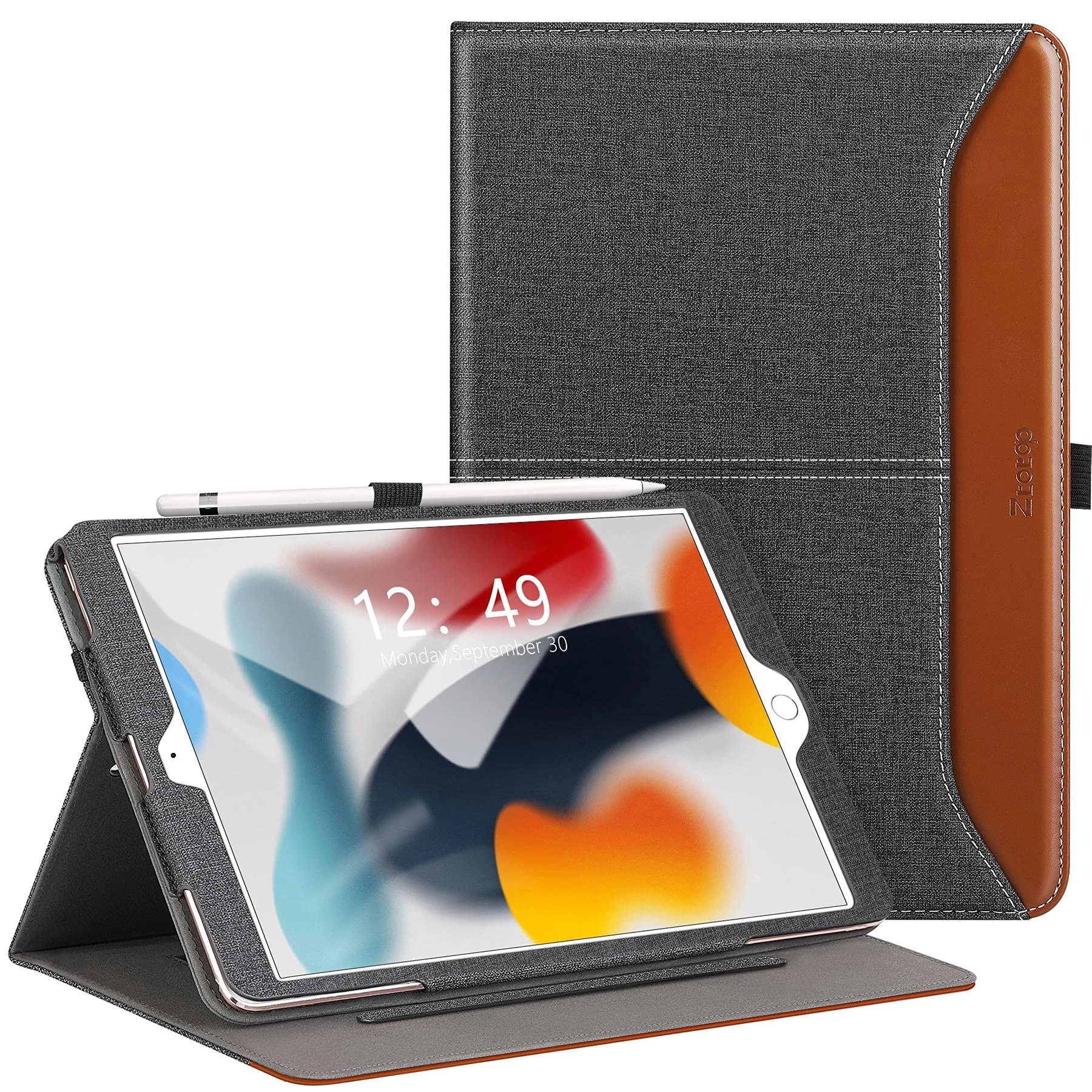 ZtotopCases for iPad 9th / 8th / 7th Generation, 10.2-Inch (2021/2020/2019 Model, iPad 9/8/7), Premium Leather Business Cover with Auto Wake/Sleep Function, Demin Black