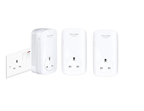 TP-LINK TL-PA9020P 2-Port Gigabit Passthrough Powerline Adapter, Data Transfer Speed Up to 2000 Mbps, Ideal for HD Video Streaming and Online Gaming UK (Refurbished)