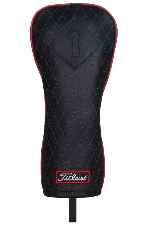 Titleist Jet Black Driver Leather Headcover, Black/Red