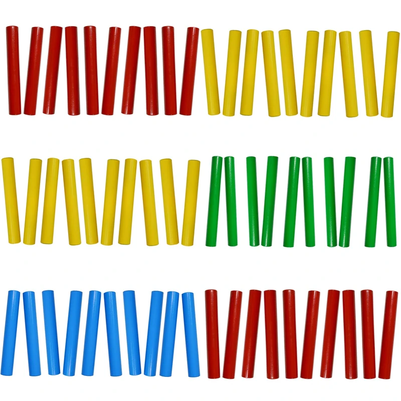 A-Star Mixed Colours Wood Claves, 20cm - Pack of 30 Pairs - Handheld Rhythm Sticks, Wooden Percussion Instrument - Image 1