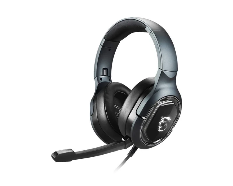 MSI IMMERSE GH50 GAMING HEADSET - 7.1 Virtual Surround Sound, Vibration Feedback, 40mm Neodymium Drivers, RGB Lighting, Detachable Mic, Inline Controls, USB 2.0 Connector - Wired (Package may vary)
