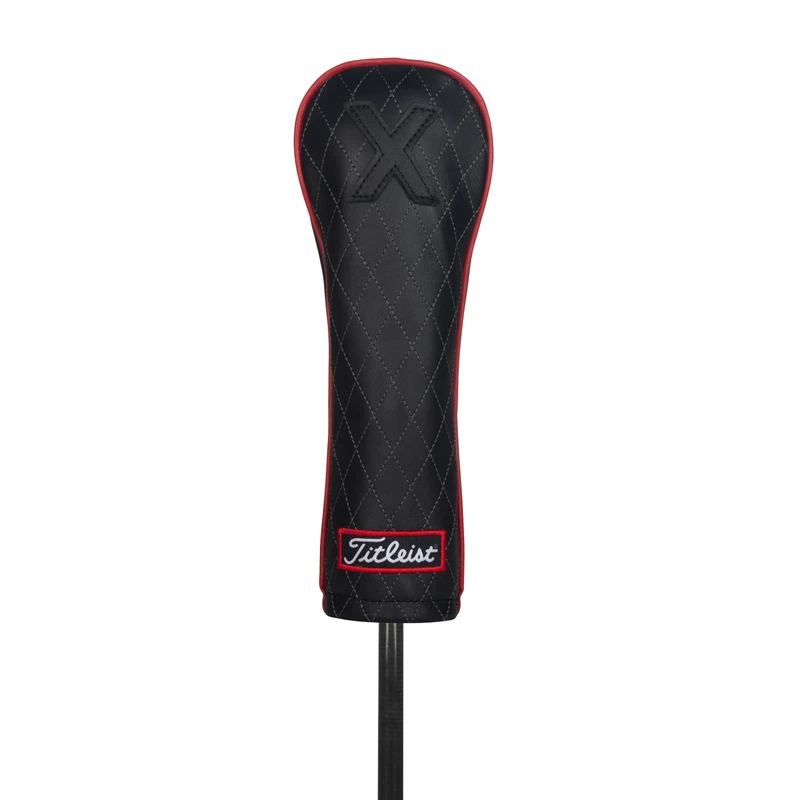 Titleist Jet Black Leather Golf Headcover, Hybrid, Black/Red
