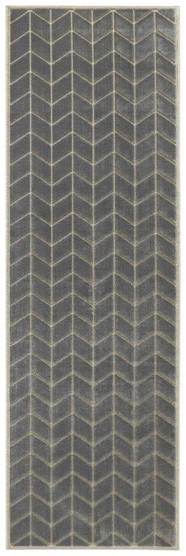 Elle Decor Short Pile Viscose Rug, Loire, Grey, Blue, 80 x 250 cm