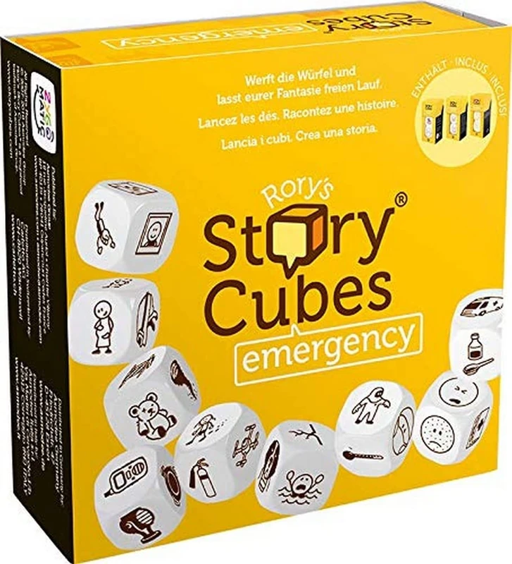 Asmodee - Rory's Story Cubes: Emergency, Giallo - Dice Game for Making Stories, 1+ Players, 6+ Years, Italian Edition