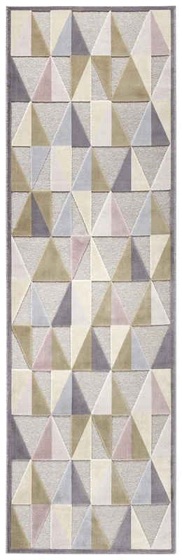 Elle Decoration Creuse Short Pile Living Room Rug - Silk Look, Rayon, Light Grey, 80 x 250 cm