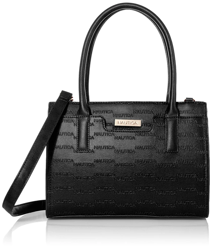 Nautica Women's Sandy Jr. Top Handel Satchel with Removable Crossbody Strap Bag, Black (Embossed Logo), One Size - Image 1