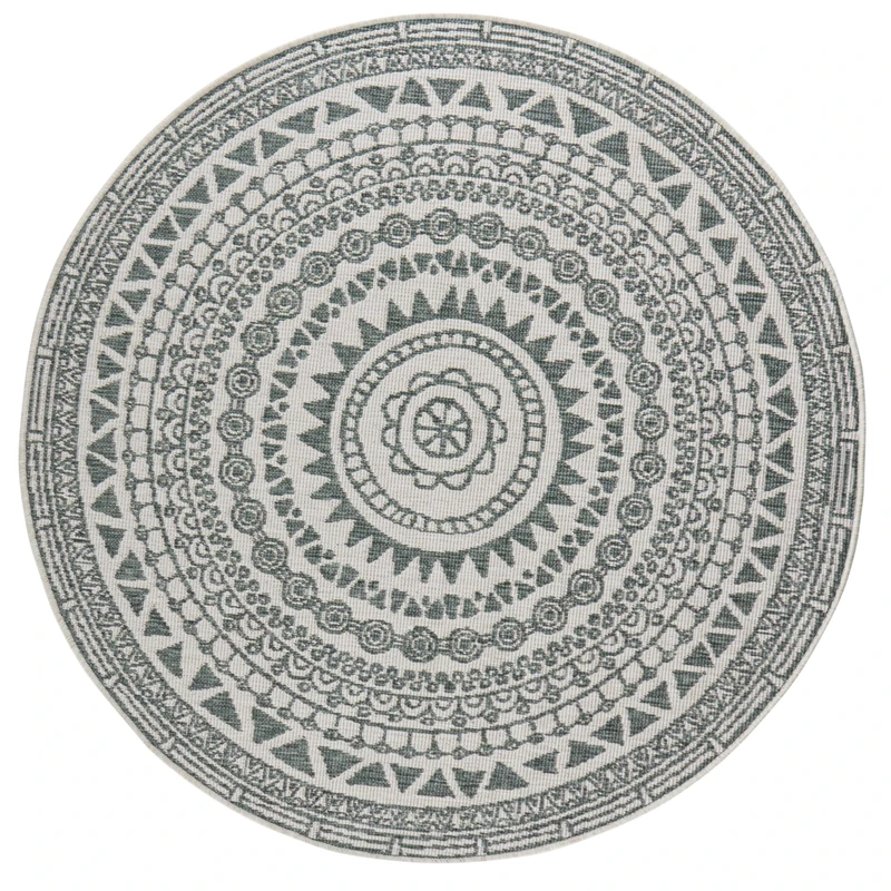 Bougari Reversible Rug, Green cream, ø 140 cm