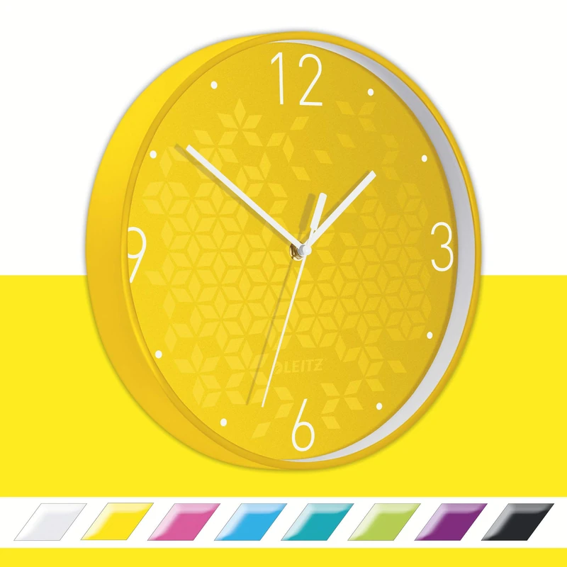 Leitz WOW Quartz Wall Clock, Perfect for Office, Kitchen, Living room and Bathroom, 29 cm - Yellow