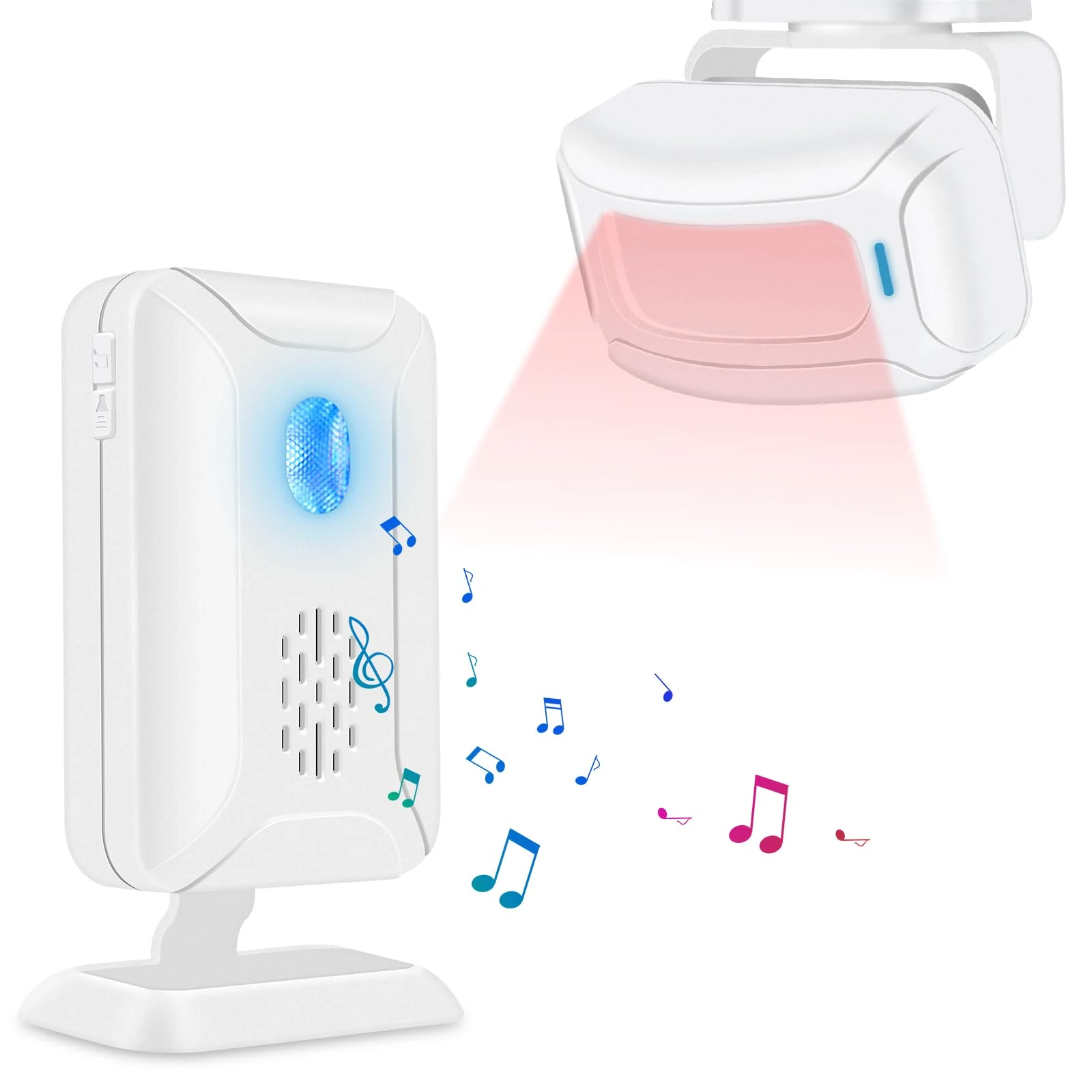 Nineleaf Wireless PIR Motion Sensor Detector Security Alarm Chime, Welcome Doorbell, Mailbox Alert, Motion Sensor Doorbell with Night Light for Shop Store Business Office Home Front Door Entry