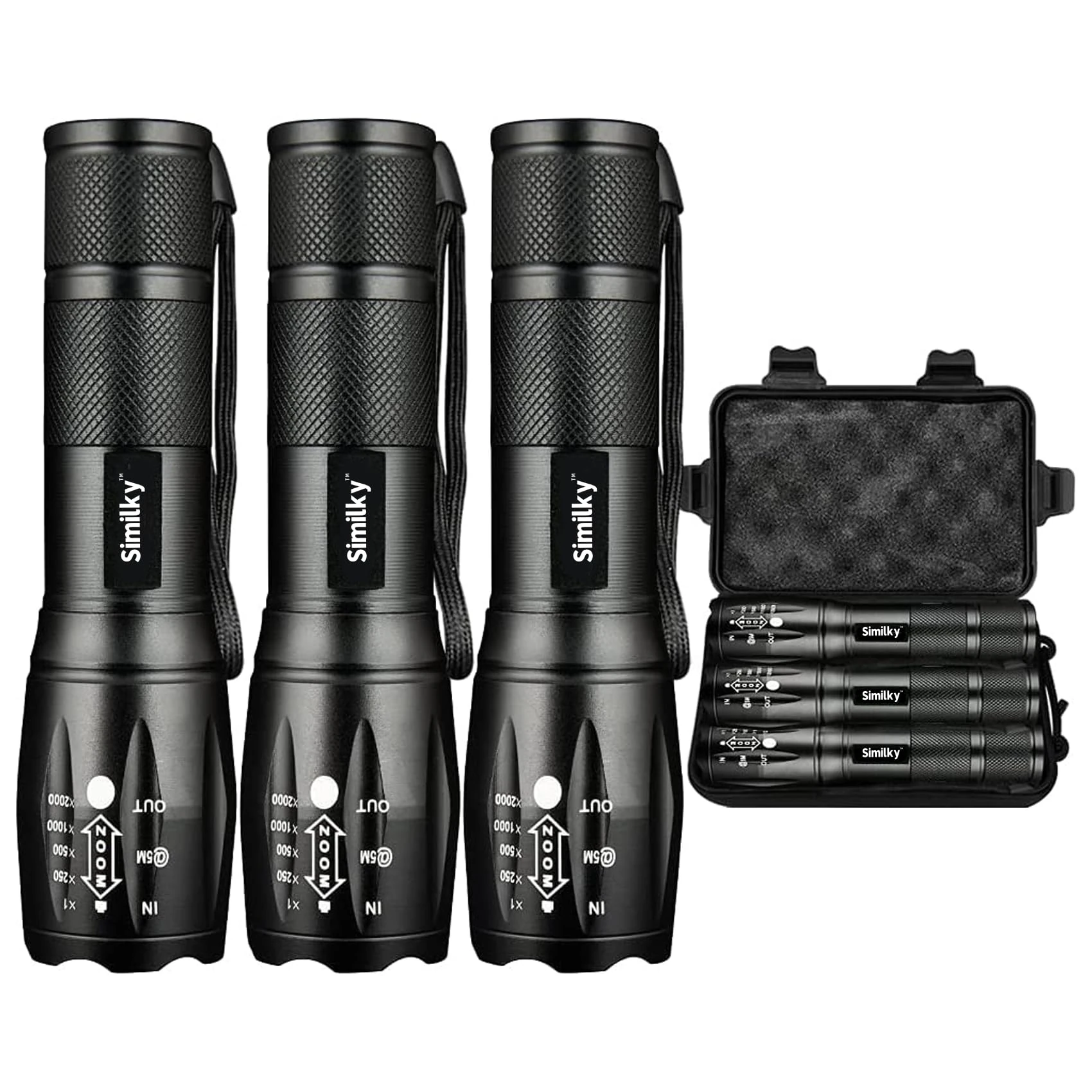 SIMILKY 3Pack Torches Led Super Bright, Hand Led Torch 1200 Lumen, Powerful Torches Battery Powered Water Resistant 5 Modes Tactical Torch for Camping (3 Pack)