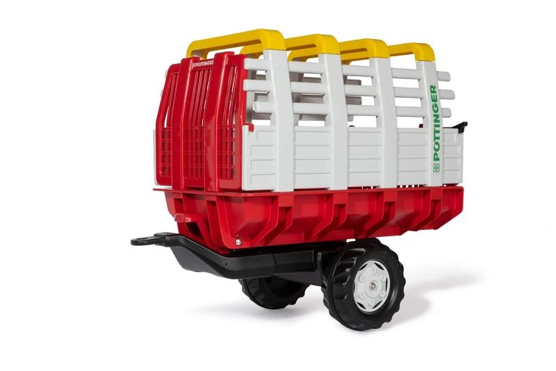 rollytoys 122479 rollyHaywagon Pöttinger Pedal Trailer for Pedal Tractor (from 3-10 Years, Automatic Locking, Tilting) Red