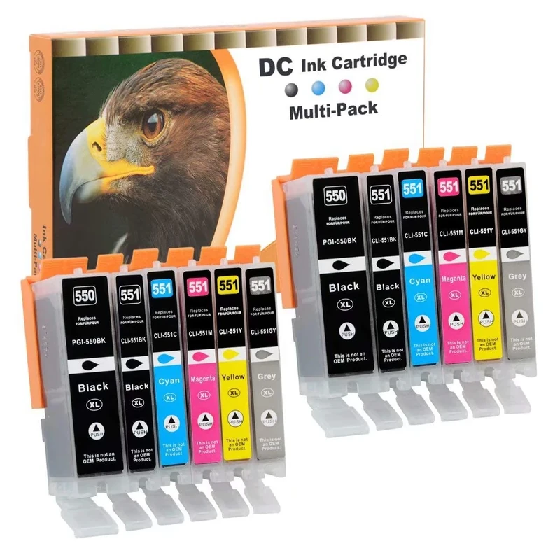 D&C Compatible Ink Cartridge Replacement for Canon PGI-550XL CLI-551XL for Canon Pixma MG6650 MG7100 MG7150 MG7550 iP7200 iP7250 MG5400 MG5450 MG5650 MG5655 MX725 MX920 iX6850 MG6350 (12 Pack)