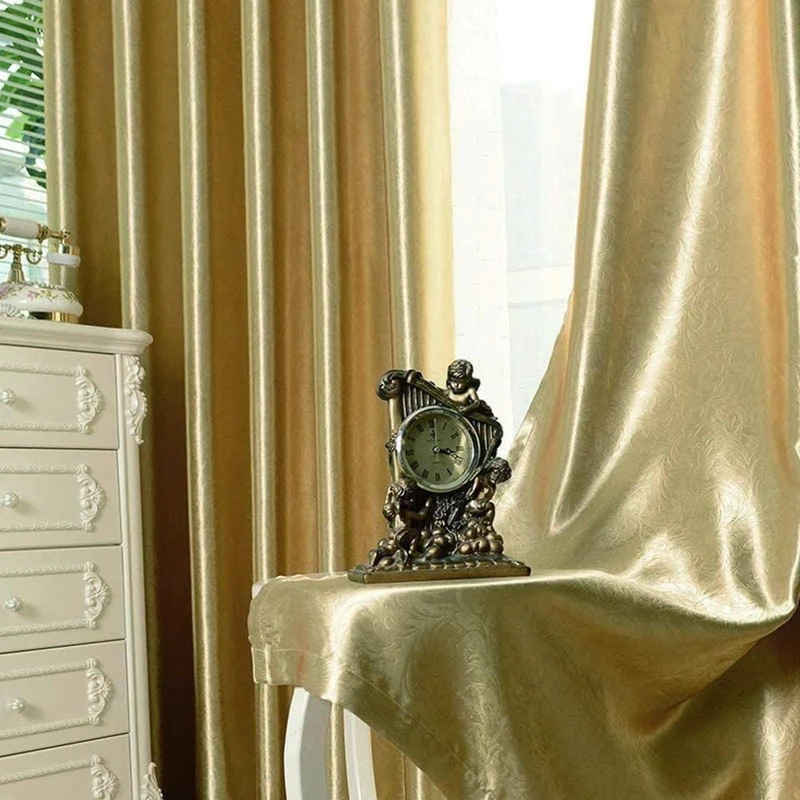 MYRU 2 Panels Set Semi Blackout Gold Curtains for Living Room Embossed Flower Curtains for Bedroom (2 Panels 52 x 84 Inch, Gold)