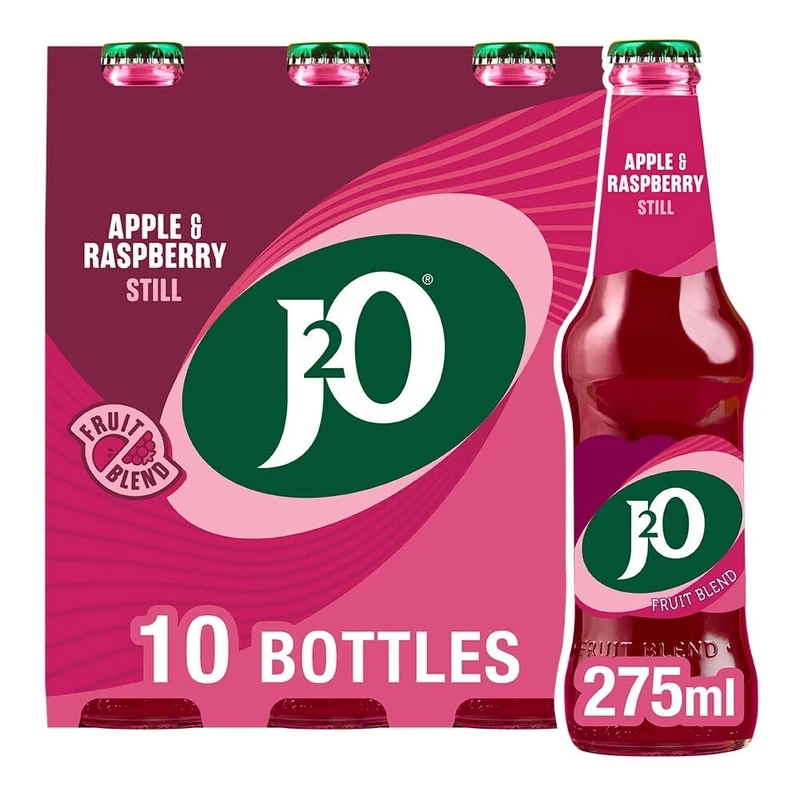 J2O Fruit Juice, Apple and Raspberry, 275ml Bottle (Pack of 10)