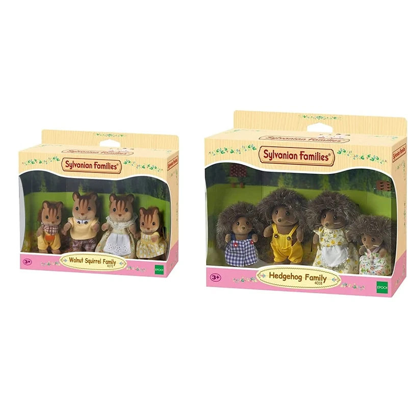 Sylvanian Families - Walnut Squirrel Family & Hedgehog Family