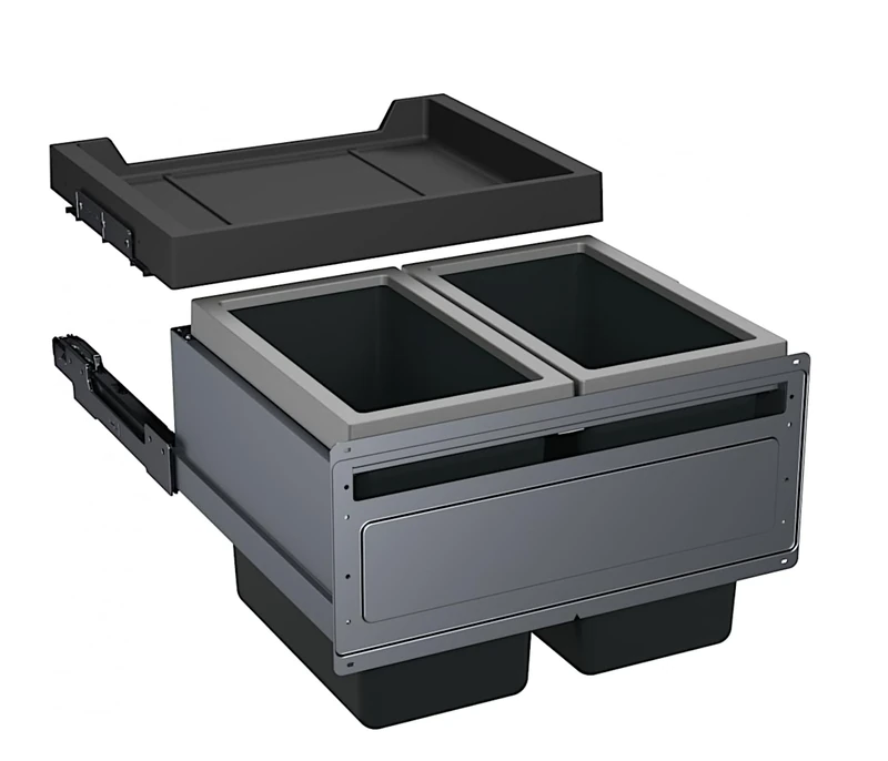 FRANKE FX60 Built-In Waste Bin 2 Compartments for the Kitchen Rubbish Bin with Lid 2 x 26 Litres - Image 1